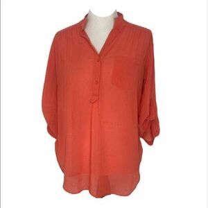 Akira Chicago Women’s Blouse Salmon Color Red Label Lightweight Size Large